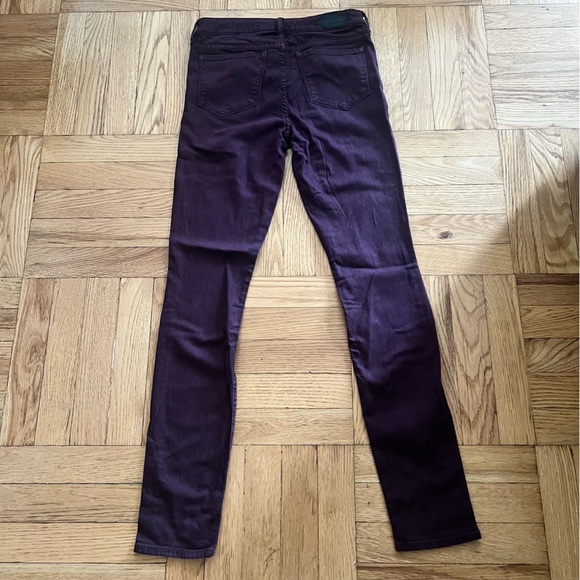 Paradise Mine Women Skinny Jeans Low Waist Made in USA sz 26 Maroon - Picture 2 of 5